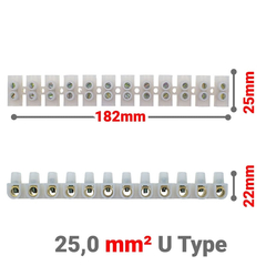 Κλέμμες Σειρά 12 Θέσεων 25mm² u Type
