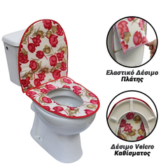 Κάλυμμα Υφασμάτινο Extra Soft για Καπάκι Λεκάνης Flower red