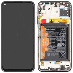 Γνήσια Original Huawei Huawei P40 Lite (JNY-L21A / B L01A,JNY-LX1), Nova 6 SE (JNY-AL10 JNY-TL10), LTPS IPS LCD Display Assembly Οθόνη + Touch Screen Digitizer Μηχανισμός Αφής + Frame Πλαίσιο + Battery Μπαταρία Black 02353KFU (Service Pack By Huawei)