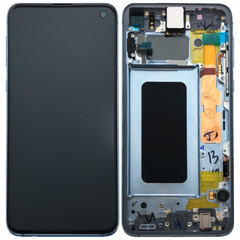 Γνήσια Original Samsung Galaxy S10 , SM-G973F G973 Οθόνη LCD Display Screen + Touch Screen DIgitizer Μηχανισμός Αφής + Frame Πλαίσιο Blue GH82-18850C