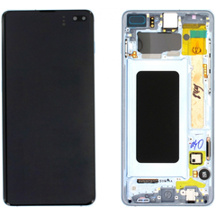 Γνήσια Original Samsung Galaxy S10+ , S10 Plus SM-G975F G975 Οθόνη LCD Display Screen + Touch Screen DIgitizer Μηχανισμός Αφής + Frame Πλαίσιο Blue GH82-18849C
