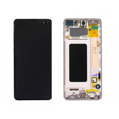 Γνήσια Original Samsung Galaxy S10+ , S10 Plus SM-G975F G975 Οθόνη LCD Display Screen + Touch Screen DIgitizer Μηχανισμός Αφής + Frame Πλαίσιο Ceramic White GH82-18849J GH82-18834J