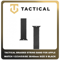 Original Γνήσιο Tactical 759 Braided String Band 38mm / 40mm Replacement For Apple Watch 1 , 2 , 3 , 4 , 5 , 6 , SE Smartwatch Bracelet Strap Size S Μέγεθος Small Λουράκι Ζώνη Πλεκτό Υφασμάτινο Νάιλον Για Ρολόι Black Μαύρο