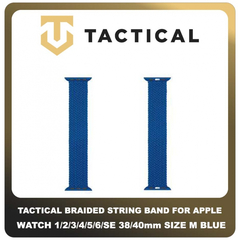 Original Γνήσιο Tactical 755 Braided String Band 38mm / 40mm Replacement For Apple Watch 1 , 2 , 3 , 4 , 5 , 6 , SE Smartwatch Bracelet Strap Size M Μέγεθος Medium Λουράκι Ζώνη Πλεκτό Υφασμάτινο Νάιλον Για Ρολόι Blue Μπλε