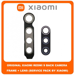 Original Γνήσιο Xiaomi Redmi 9 Redmi9 (M2004J19G, M2004J19C) Rear Back Camera Frame Πίσω Πλαίσιο Κάμερας + Lens Τζαμάκι Κάμερας (Service Pack By Xiaomi)