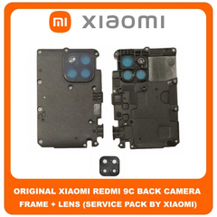 Original Γνήσιο Xiaomi Redmi 9C Redmi9C (M2006C3MG, M2006C3MT) Rear Back Camera Frame Πίσω Πλαίσιο Κάμερας + Lens Τζαμάκι Κάμερας (Service Pack By Xiaomi)