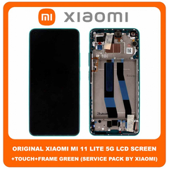 Γνήσιο Original Xiaomi Mi 11 Lite 4G (M2101K9AG), Mi 11 Lite 5G (M2101K9G), AMOLED LCD Display Assembly Screen Οθόνη + Touch Screen Digitizer Μηχανισμός Αφής + Frame Bezel Πλαίσιο Green Πράσινο 56000H00K900 (Service Pack By Xiaomi)
