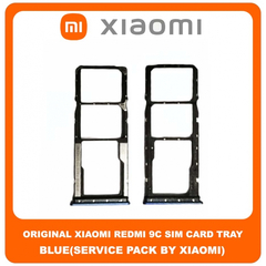 Original Γνήσιο Xiaomi Redmi 9C Redmi9C (M2006C3MG, M2006C3MT) SIM Tray Cover Assy + Micro SD Tray Slot Υποδοχέας Βάση Θήκη Κάρτας SIM Κάλυμμα Blue Μπλε (Service Pack By Xiaomi)