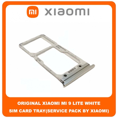 Original Γνήσιο Xiaomi Mi 9 Lite Mi9 Lite (M1904F3BG) SIM Tray Cover Assy + Micro SD Tray Slot Υποδοχέας Βάση Θήκη Κάρτας SIM Κάλυμμα White Άσπρο (Service Pack By Xiaomi)