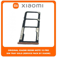 Original Γνήσιο Xiaomi Redmi Note 10 Pro, Redmi Note10 Pro (M2101K6G) SIM Card Tray Cover Assy + Micro SD Tray Slot Υποδοχέας Βάση Θήκη Κάρτας SIM Κάλυμμα Gold Χρυσό (Service Pack By Xiaomi)