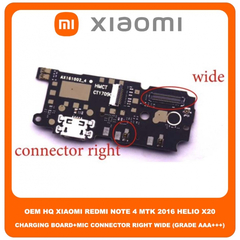 HQ OEM Xiaomi Redmi Note 4 Note4 (2016100) MTK 2016 Helio X20 Καλωδιοταινία Φόρτισης SUB Usb Plug Charging Board (Charging Dock Flex) + Mic Μικρόφωνο Connector Right Wide (Grade AAA+++)