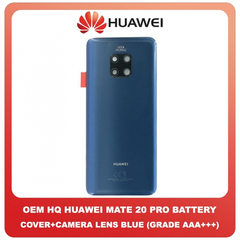 OEM HQ Huawei Mate 20 Pro , Mate20 Pro (LYA-L09, LYA-L29, LYA-AL00, LYA-AL10, LYA-TL00, LYA-L0C) Rear Back Battery Cover Πίσω Κάλυμμα Πλάτη Καπάκι Μπαταρίας + Camera Lens Τζαμάκι Κάμερας Blue Μπλε (Premium A+)