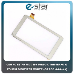 OEM HQ Tablet 7'' Estar Mid 7388 MID7388 (turbo x twister U733) ZJ-70065B FPC-TP070341(U51GT)-04 FPC-TP070215(708B)-03 Touch Screen Digitizer Μηχανισμός Αφής Τζάμι White Άσπρο (Premium A+)