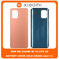 OEM HQ Xiaomi Mi 10 Lite 5G, MI10 Lite 5G (M2002J9G, M2002J9S) Rear Back Battery Cover Πίσω Κάλυμμα Καπάκι Πλάτη Μπαταρίας Gold Χρυσό (Premium A+)