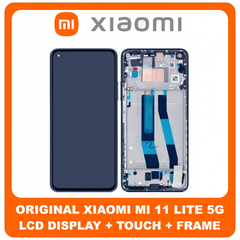 Γνήσια Original Xiaomi Mi 11 Lite 4G (M2101K9AG), Mi 11 Lite 5G (M2101K9G), LCD Display Assembly Screen Οθόνη + Touch Screen Digitizer Μηχανισμός Αφής + Frame Bezel Πλαίσιο Black Μαύρο 56000200K900 (Service Pack By Xiaomi)