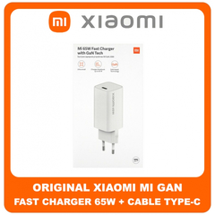 Original Γνήσιο Xiaomi Mi GAN Tech Fast Charger 65 W Type-C To ​Type-C Cable Καλώδιο BHR4499-GL Φορτιστής Υψηλής Ισχύος White Άσπρο Blister (Service Pack by Xiaomi)