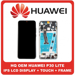 HQ OEM Συμβατό Για Huawei P30 Lite, P30Lite (MAR-L21, Marie-L21A,MAR-LX1A,MAR-L23) IPS LCD Display Screen Assembly Οθόνη + Touch Screen Digitizer Μηχανισμός Αφής + Frame Bezel Πλαίσιο Σασί Black Μαύρο (Grade AAA+++)