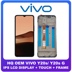 HQ OEM Συμβατό Για Vivo Y20s, Vivo Y20s G (V2038), IPS LCD Display Screen Assembly Οθόνη + Touch Screen Digitizer Μηχανισμός Αφής + Frame Bezel Πλαίσιο Σασί Black Μαύρο (Grade AAA+++)