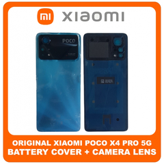 Γνήσια Original Xiaomi Poco X4 Pro 5G (2201116PG) Rear Back Battery Cover Πίσω Κάλυμμα Καπάκι Μπαταρίας + Camera Frame Without Main Camera Lens​ Laser Blue Μπλε (Service Pack By Xiaomi)