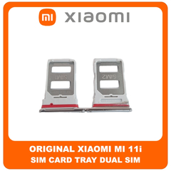 Γνήσια Original Xiaomi Mi 11i, Xiaomi Mi11i (M2012K11G) Sim Card Tray Dual Sim Υποδοχέας Θήκης Κάρτας Sim  Frosty White Άσπρο (Service Pack By Xiaomi)