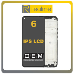 HQ OEM Συμβατό Για Realme 6, Realme6 (RMX2001) IPS LCD Display Screen Assembly Οθόνη + Touch Screen Digitizer Μηχανισμός Αφής + Frame Bezel Πλαίσιο Σασί Black Μαύρο (Grade AAA+++)