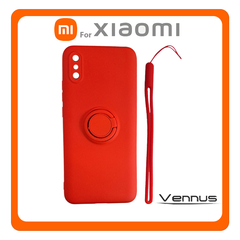 Vennus Θήκη Πλάτης - Back Cover, Silicone Σιλικόνη Ring Lens TPU Red Κόκκινο For Xiaomi Redmi 9A