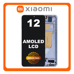 Γνήσια Original Xiaomi 12 5G (2201123G, 2201123C) / 12X 5G (2112123AC,2112123AG) / 12S 5G (2206123SC)​ AMOLED LCD Display Screen Assembly Οθόνη + Touch Screen Digitizer Μηχανισμός Αφής + Frame Bezel Πλαίσιο Σασί Blue Μπλε 56000400L300 (Service Pack By Xiaomi)