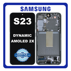 Γνήσια Original Samsung Galaxy S23 (SM-S911B, SM-S911B/DS) Dynamic AMOLED 2X LCD Display Screen Assembly Οθόνη + Touch Screen Digitizer Μηχανισμός Αφής + Frame Bezel Πλαίσιο Σασί Green Πράσινο GH82-30481C GH82-30480C (Service Pack By Samsung)