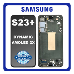 Γνήσια Original Samsung Galaxy S23+ 5G (SM-S916B, SM-S916B/DS) Dynamic AMOLED 2X LCD Display Screen Assembly Οθόνη + Touch Screen Digitizer Μηχανισμός Αφής + Frame Bezel Πλαίσιο Σασί Green Πράσινο GH82-30476C GH82-30477C (Service Pack By Samsung)