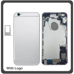 ​OEM HQ Apple Iphone 6s (A1633, A1688, A1691, A1700) Rear Back Battery Cover- Housing Καπάκι Μπαταρίας- Σασί + Πλαινά πλήκτρα Side Keys + Θήκη Κάρτας Sim Holder Silver (Premium A+)