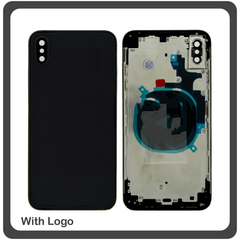 OEM HQ Apple Iphone XS Max, IphoneXS Max (A2101, A1921, A2104, A2102) Back Battery Cover- Housing Καπάκι Μπαταρίας- Σασί + Πλαινά πλήκτρα Side Keys + Θήκη Κάρτας Sim Holder Black (Grade AAA+++)