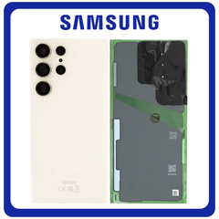 Γνήσια Original Samsung Galaxy S23 Ultra 5G (SM-S918B, SM-S918B/DS) Rear Back Battery Cover Πίσω Κάλυμμα Καπάκι Πλάτη Μπαταρίας + Camera Lens Τζαμάκι Κάμερας Cream GH82-30400B (Service Pack By Samsung)