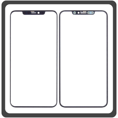 HQ OEM Συμβατό Για Apple iPhone 11 Pro Max (A2218, A2161, A2220, iPhone12.5) Aftermarket Front Glass For Refurbished Μπροστινό Τζαμάκι Για Ανακατασκευή + Frame Πλαίσιο Black Μαύρο (Grade AAA+++)
