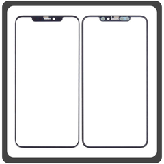 HQ OEM Συμβατό Με Apple iPhone 11 Pro Max, iPhone 11 ProMax (A2218, A2161, A2220, iPhone12.5) Premium Aftermarket Front Glass For Refurbished Μπροστινό Τζαμάκι Για Ανακατασκευή + Frame Πλαίσιο Black Μαύρο (Premium A+​)