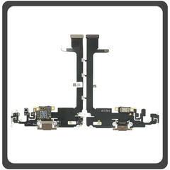HQ OEM Συμβατό Για Apple iPhone 11 Pro Max (A2218, A2161, A2220, iPhone12.5) Charging Dock Connector Lightning Flex Καλωδιοταινία Κονέκτορας Φόρτισης + Microphone Μικρόφωνο Matte Gold Χρυσό (Premium A+)