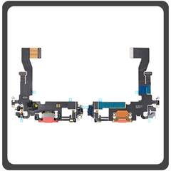 HQ OEM Συμβατό Με Apple iPhone 12 (A2403, A2172) iPhone 12 Pro (A2407, A2341 ) Charging Dock Connector Lightning Flex Καλωδιοταινία Κονέκτορας Φόρτισης + Microphone Μικρόφωνο Red Κόκκινο (Premium A+​)