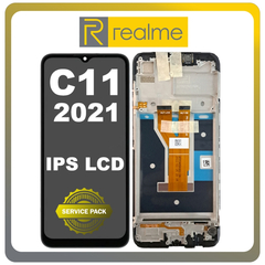 Γνήσια Original Realme C11 2021, Realme C 11 2021 (RMX3231) IPS LCD Display Screen Assembly Οθόνη + Touch Screen Digitizer Μηχανισμός Αφής + Frame Bezel Πλαίσιο Σασί Black Μαύρο 4907881​ (Service Pack By Realme)