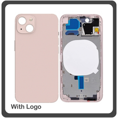 HQ OEM Συμβατό Για Apple iPhone 13, iPhone13 (A2633, A2482) EU Version Rear Back Battery Cover Middle Frame- Housing Πίσω Κάλυμμα Καπάκι Πλάτη Μπαταρίας - Σασί + Side Keys Πλαινά πλήκτρα  + Sim Tray Θήκη Κάρτας Midnight Pink Ροζ (Grade AAA+++)