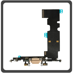 Γνήσια Original Apple iPhone 8+, iPhone 8 Plus (A1864, A1897), Swap Charging Dock Connector Lightning Flex Καλωδιοταινία Κονέκτορας Φόρτισης + Microphone Μικρόφωνο Gold Χρυσό