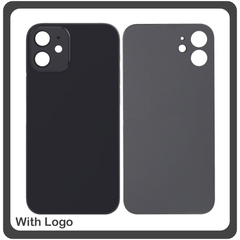 HQ OEM Συμβατό Για Apple iPhone 12 Mini, iPhone 12Mini (A2399, A2176, A2398) Rear Back Battery Cover with Camera Big Hole Πίσω Κάλυμμα Πλάτη Καπάκι Μπαταρίας Black Μαύρο (Premium A+​)
