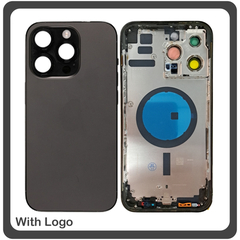 HQ OEM Συμβατό Με Apple iPhone 14 Pro Max (A2894), Rear Back Battery Cover Middle Frame- Housing Πίσω Κάλυμμα Καπάκι Πλάτη Μπαταρίας - Σασί + Camera Lens Τζαμάκι Κάμερας + Side Keys Πλαινά πλήκτρα  + Sim Tray Θήκη Κάρτας Deep Purple Μωβ (Premium A+)