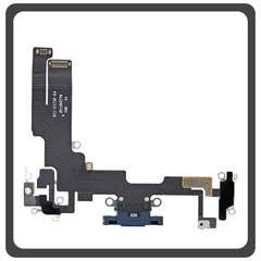 Γνήσια Original For iPhone 14, iPhone14 (A2882, A2649) Charging Dock Connector Lightning Flex With Board Καλωδιοταινία Κονέκτορας Φόρτισης + Microphone Μικρόφωνο Blue Μπλε Pulled
