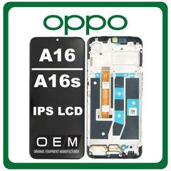 HQ OEM Συμβατό Για Oppo A16 (CPH2269), Oppo A16s (CPH2271) IPS LCD Display Screen Assembly Οθόνη + Touch Screen Digitizer Μηχανισμός Αφής + Frame Bezel Πλαίσιο Σασί Black Μαύρο (Premium A+)