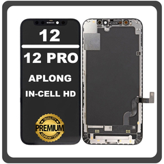 HQ OEM Συμβατό Με Apple iPhone 12, iPhone12 (A2403, A2172), iPhone 12 Pro (A2407, A2341) APLONG In-Cell-HD, InCell-HD LCD Display Screen Assembly Οθόνη + Touch Screen Digitizer Μηχανισμός Αφής Black Μαύρο (Premium A+) (Lifetime Warranty Για Συνεργατες B2B​)