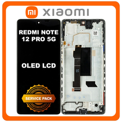 Original Xiaomi Redmi Note 12 Pro 5G (22101316C, 22101316I) OLED LCD Οθόνη + Touch Screen Digitizer + Frame Bezel Midnight Black 5600010M1600 (Service Pack By Xiaomi)