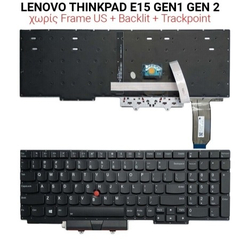 Πληκτρολόγιο Lenovo Thinkpad e15 Gen1 gen 2 20rd no Frame us + Backlit + Trackpoint