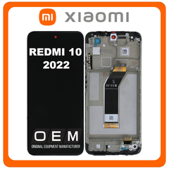 HQ OEM Συμβατό Με Xiaomi Redmi 10 2022 (21121119SG, 22011119UY), LCD Display Screen Assembly Οθόνη + Touch Screen Digitizer Μηχανισμός Αφής + Frame Bezel Πλαίσιο Σασί Carbon Gray Μαύρο (Premium A+)