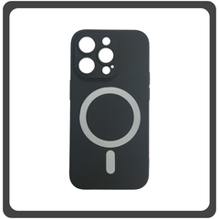Θήκη Πλάτης - Back Cover, Silicone Σιλικόνη Liquid Silicone Magnetic Protection Case Black Μαύρο For iPhone 14 Pro Max