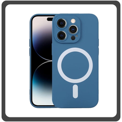 Θήκη Πλάτης - Back Cover, Silicone Σιλικόνη Liquid Silicone Magnetic Protection Case Sky Blue Μπλε For iPhone 14 Pro Max