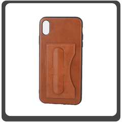 Θήκη Πλάτης - Back Cover, Silicone Σιλικόνη Δερματίνη Leather Minimalist Support Case Brown Καφέ For iPhone X/XS